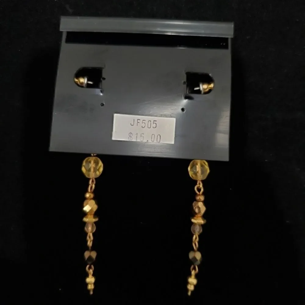 Robert Rose Runway Dangle Gold Bronze beaded